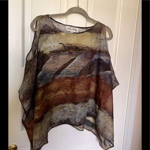 Sheer cold shoulder blouse